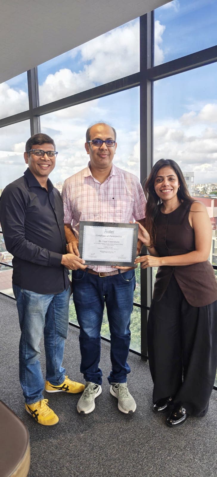 Dr. Utpal Chakraborty receiving his Certificate of Participation at the ACDEX Pedodontia (LEAP) Workshop, August 2026