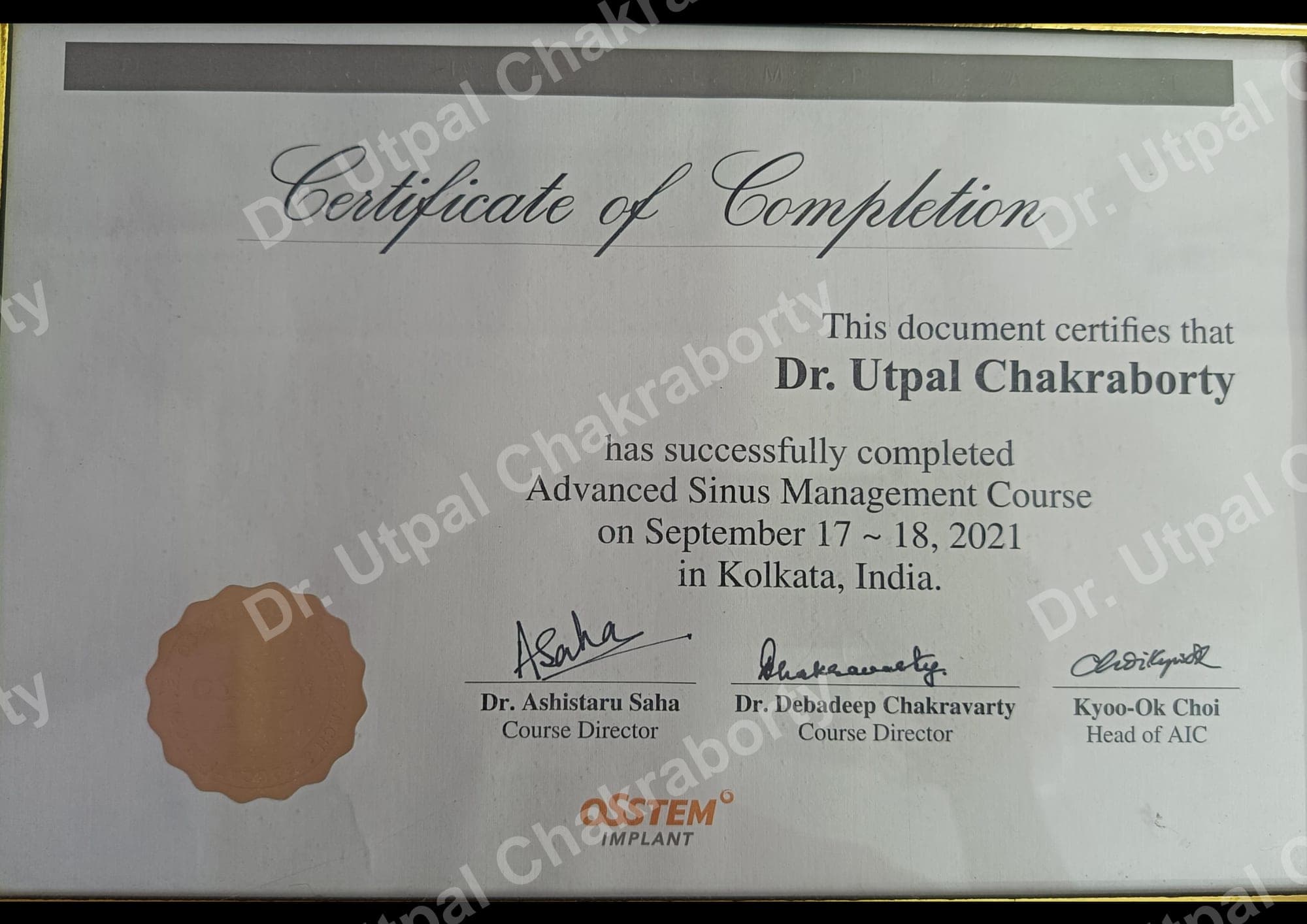Dr. Utpal Chakraborty — Certificate 13