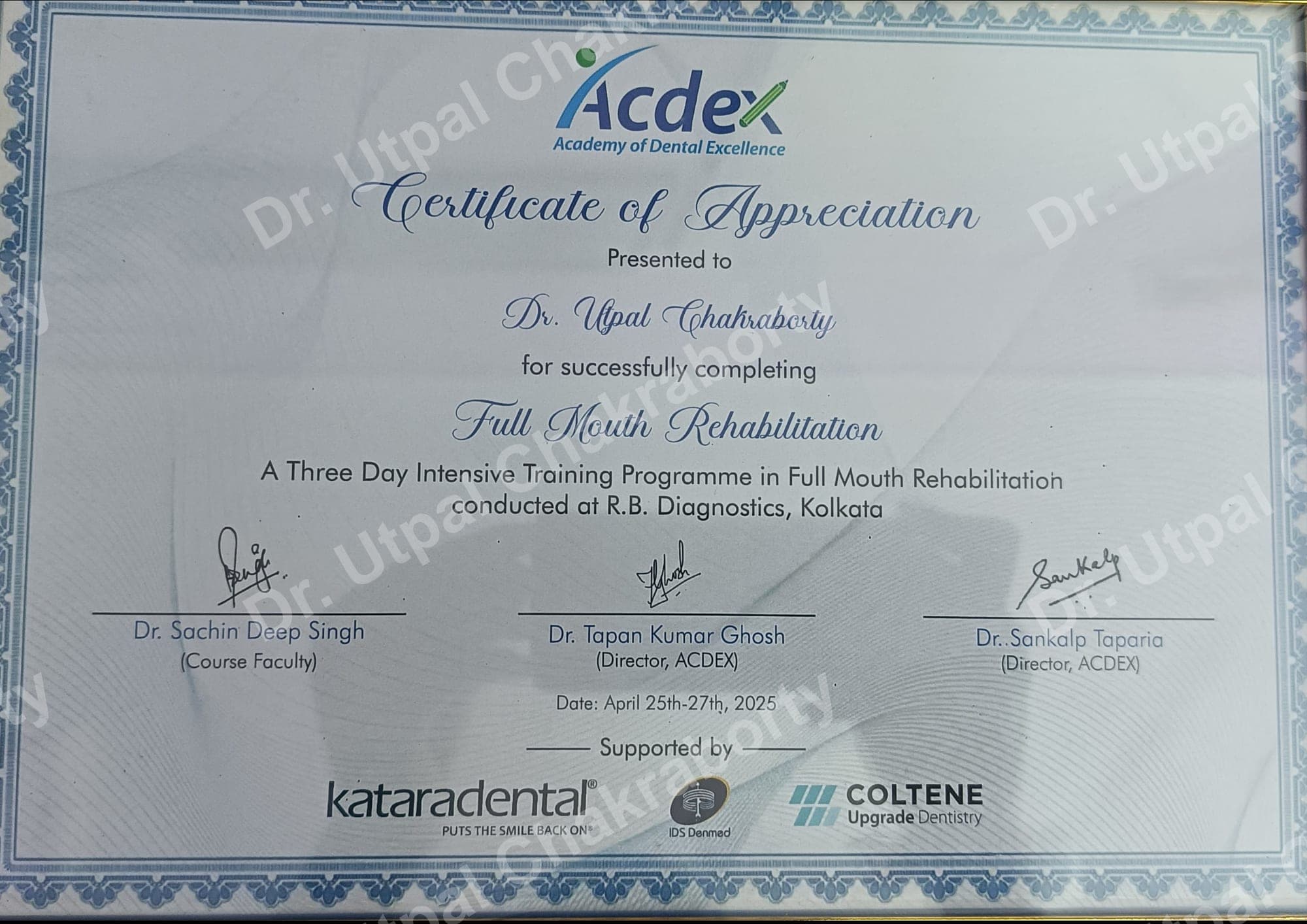 Dr. Utpal Chakraborty — Certificate 17
