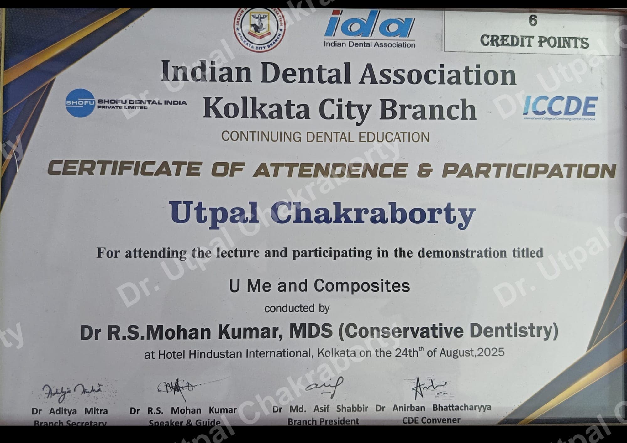 Dr. Utpal Chakraborty — Certificate 19