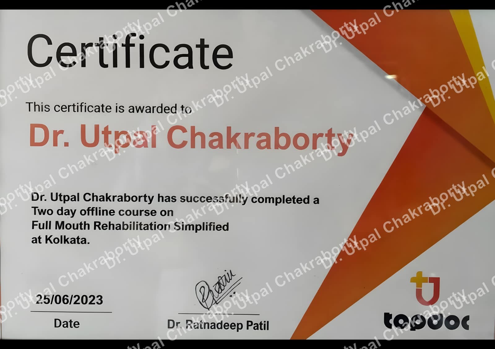 Dr. Utpal Chakraborty — Certificate 7